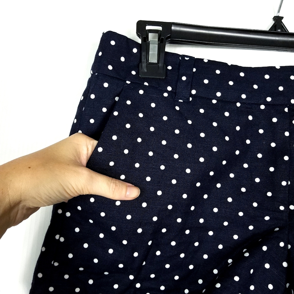 J.Crew Navy Blue White Polka Dot Scalloped Shorts - Picture 3 of 7
